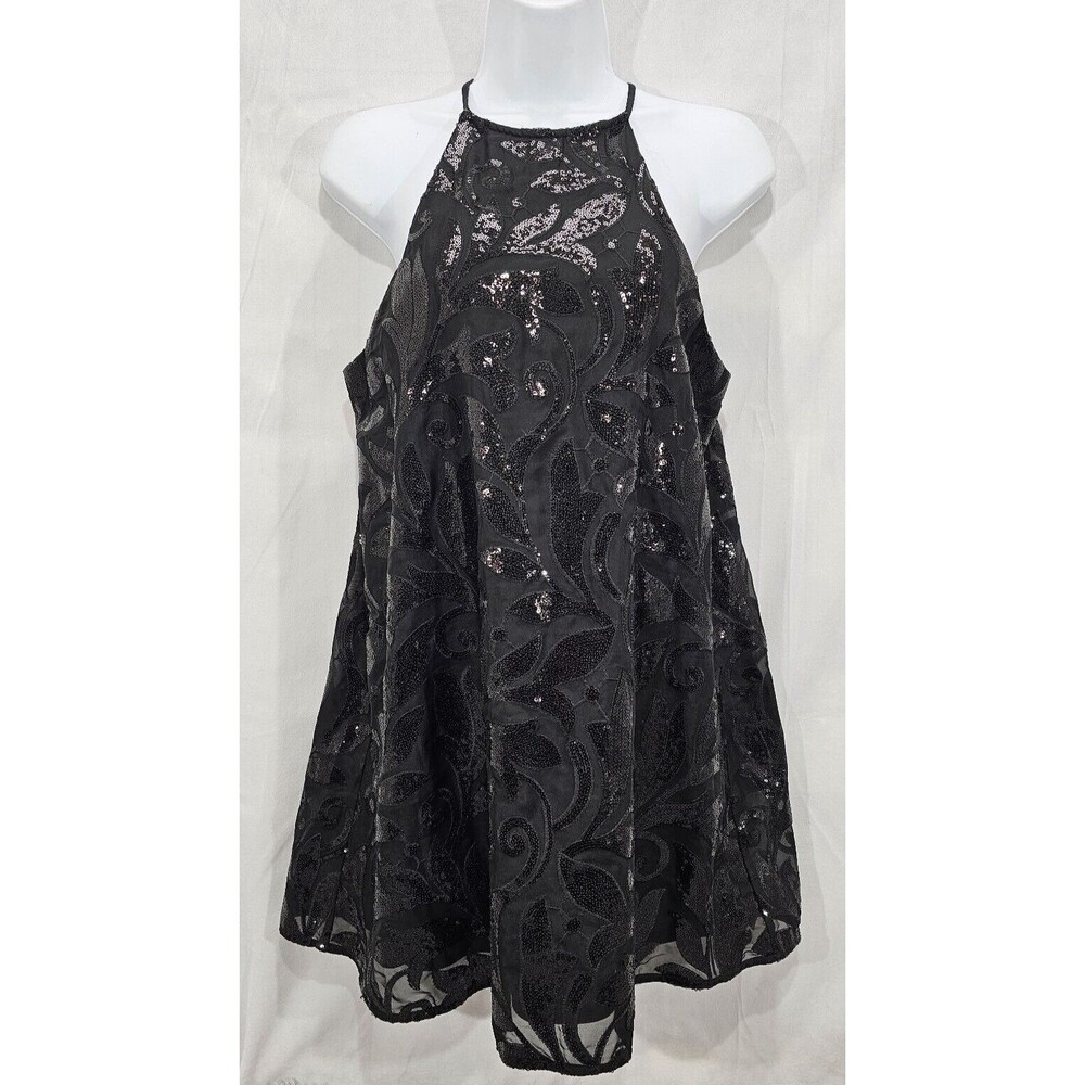 Show Me Your Mumu Gomez Mini Dress Black Sequin Cocktail Party LBD Gothic